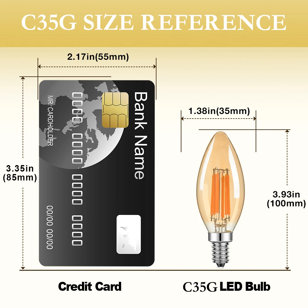 디 밍이 가능한 C35G 앰버 유리 E14S Led 전구 220V 필 라 멘 트 램프 6W 촛불 조명 따뜻한 흰색 2000K 교체 가능한 샹들리에 장식