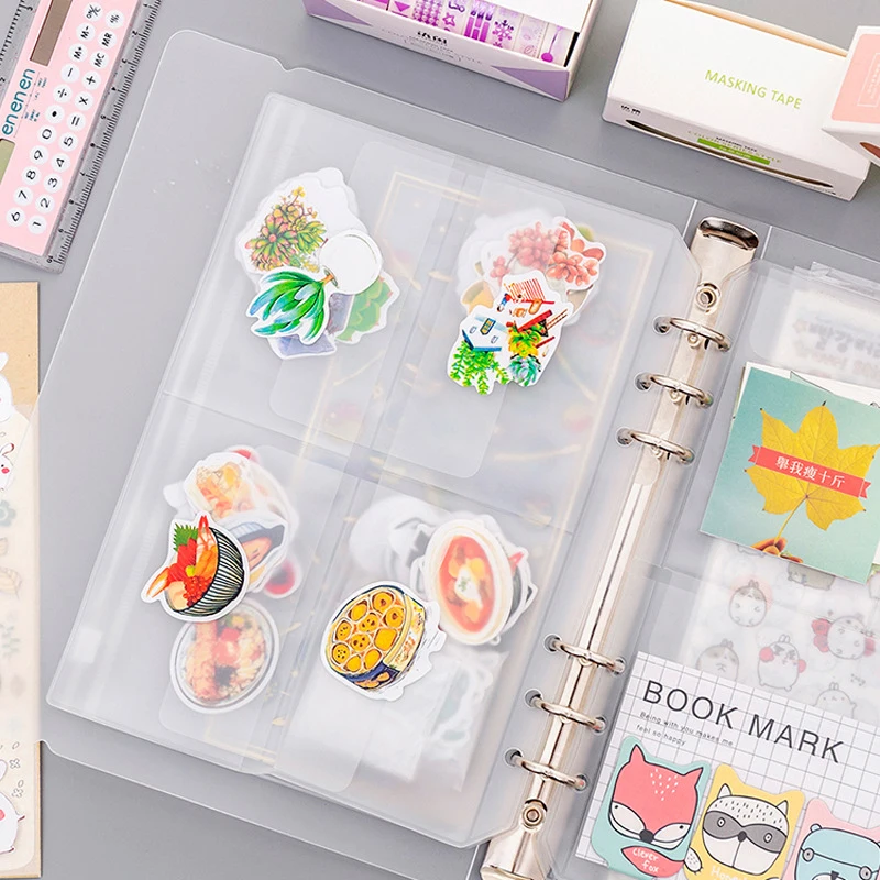 A5 6-Hole Strap Storage Clip And Storage Bag Scrapbook Cutting Die Organizing Sticker Transparent Bag storage bag,storage clip