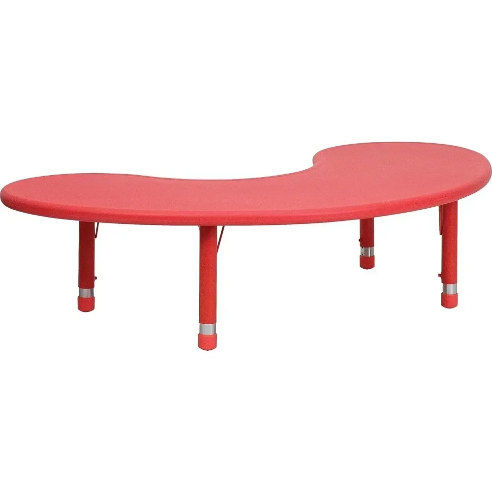 Half-Moon Adjustable Height Preschool Activity Table for School/Home, Plastic Classroom Activity Table for Kids