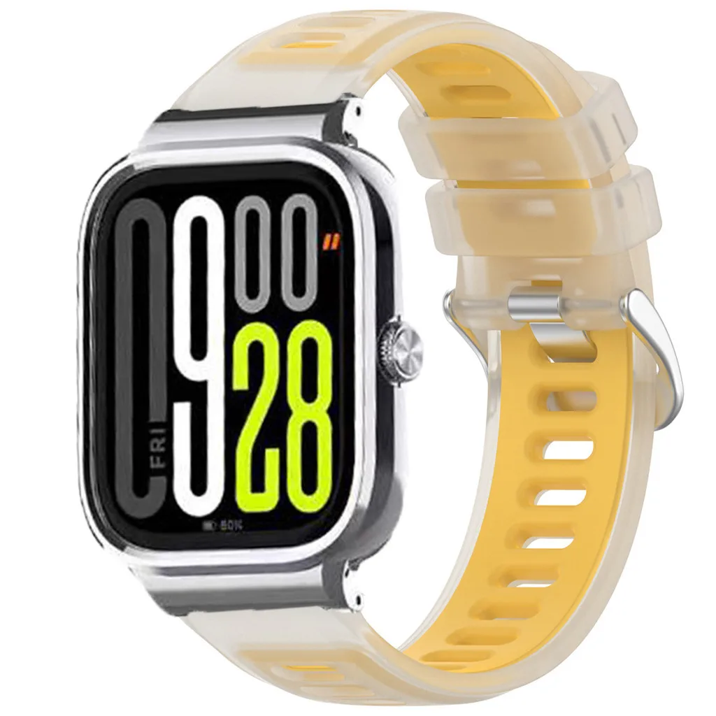 Silicone Band with Metal Frame Smart Watch Protector Case