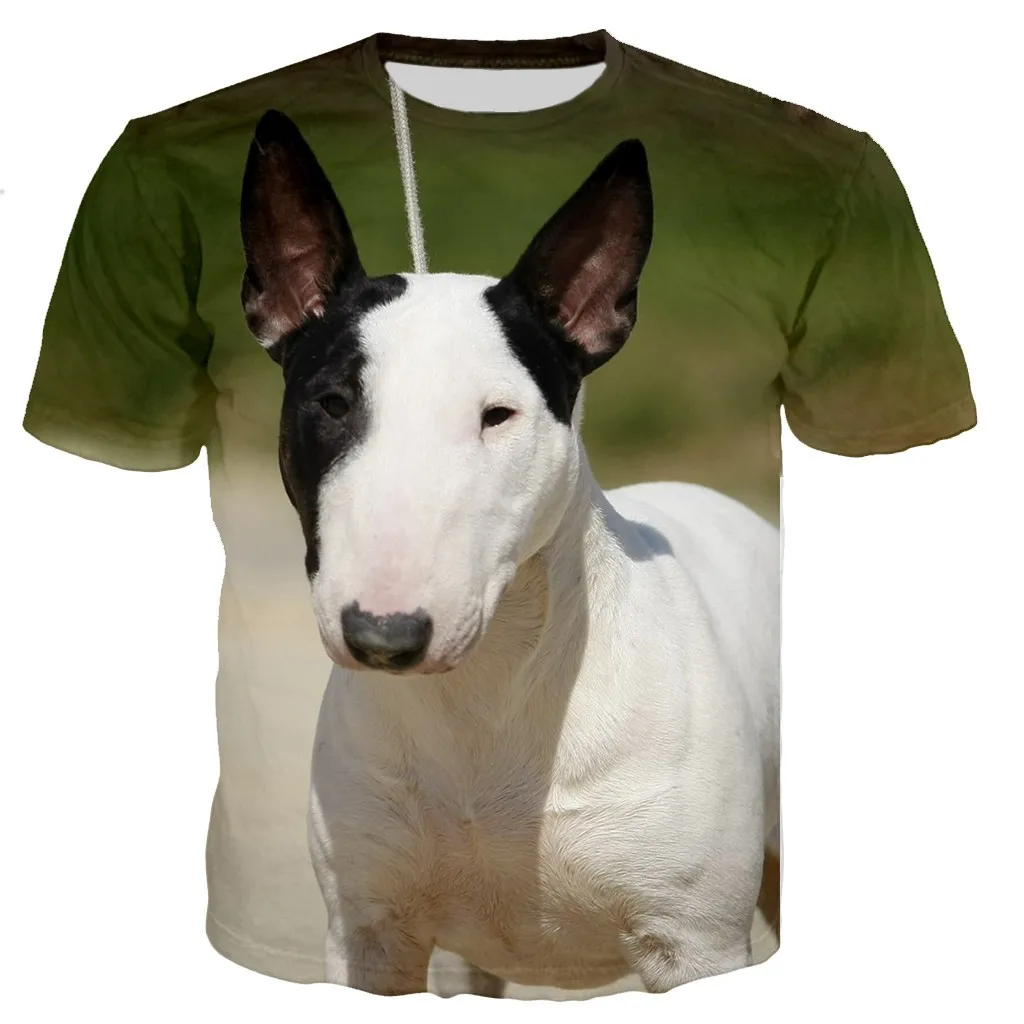 Funny Bull Terrier 3d Print Cute Dog Pattern Men Ladies Kids Haruku T Shirt Street Breathable Lightweight Summer Sports989_voghion.com
