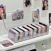 Acrylic Cosmetic Storage Box Transparent Kpop Photo Card Packing Bucket Large Capacity Storage Case Desktop Organizer 수납케이스 1