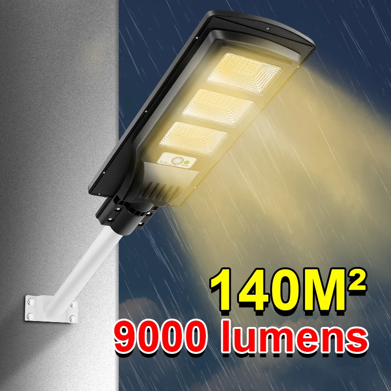 

9000lumens Yellow Light Solar Street Light Waterproof 12000mAh Solar Lamp Outdoor Garden Light 3 Modes Solar LED Light Outdoor