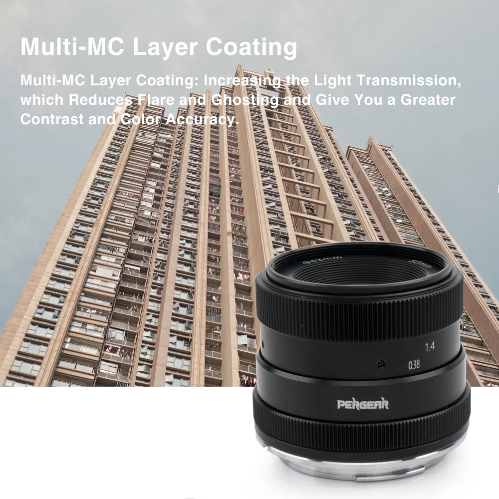 PERGEAR 50mm F1.8 APS-C 수동 초점 렌즈 (M4/3 후지필름 XF E 마운트용)