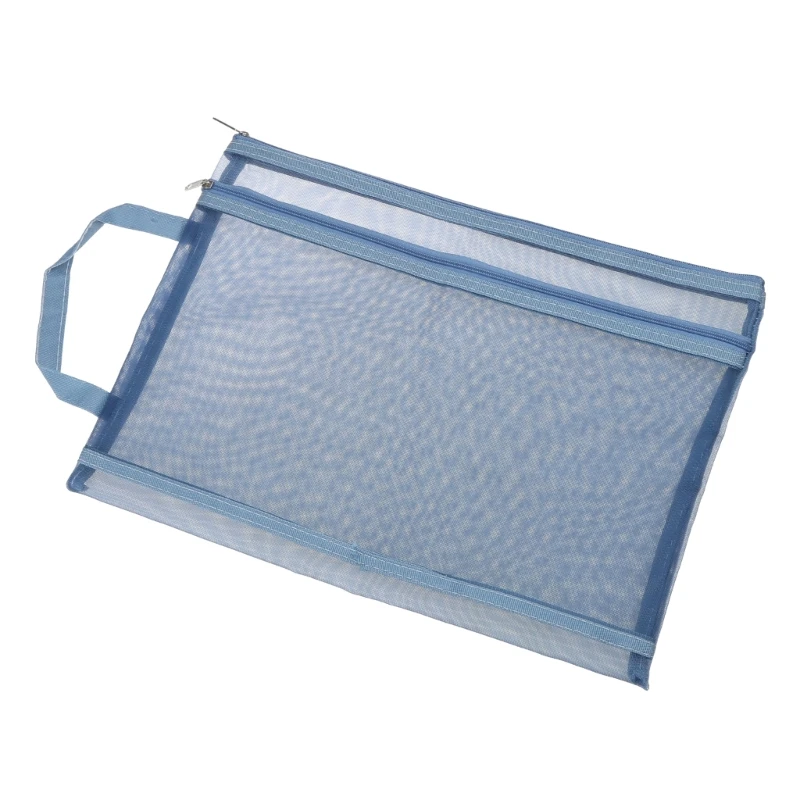 메쉬 지퍼 파우치 문서 가방, A4 크기 지퍼 파일 폴더, 플라스틱 봉투 폴더, 학교 사무용품 파일 포켓