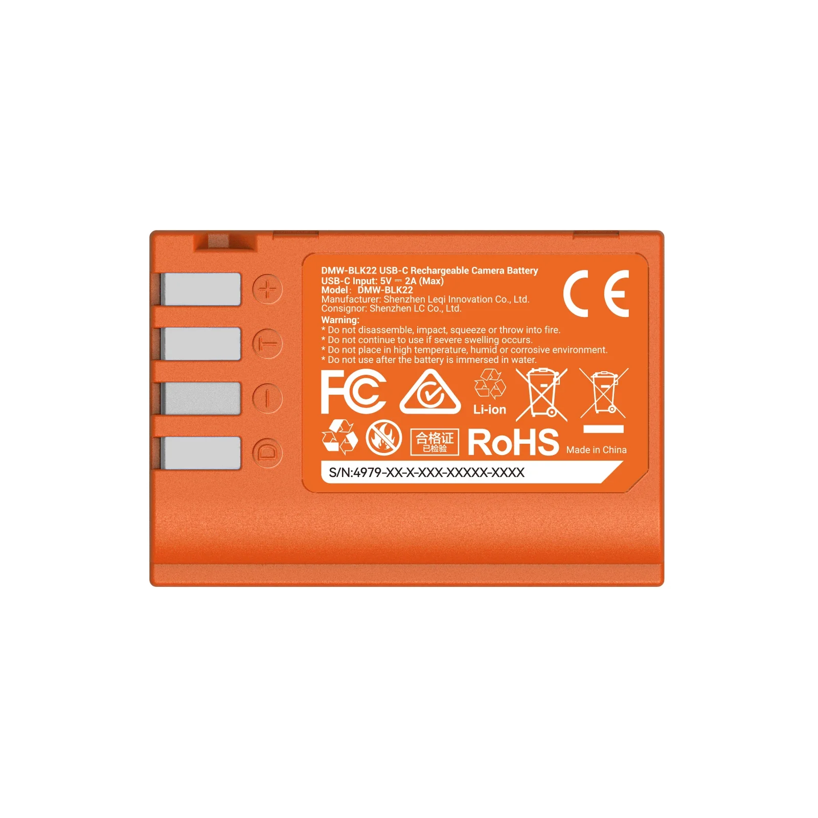 Batterie USB-C SMALLRIG 2520mAh Pour Panasonic Lumix - Charge Rapide 2.5h, Pour GH5 II, S5 II, GH6, Etc.