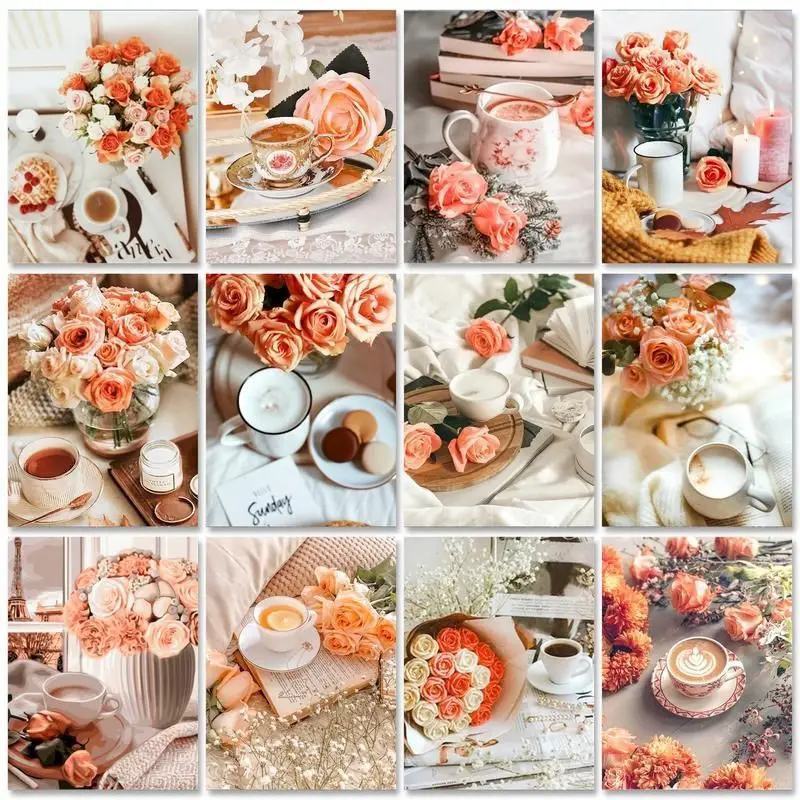 

SDOYUNO 5D DIY Diamond Painting Floral Full Drill Diamond Embroidery Flower Beach Landscape Mosaic Cross Stitch Kit Home Decor