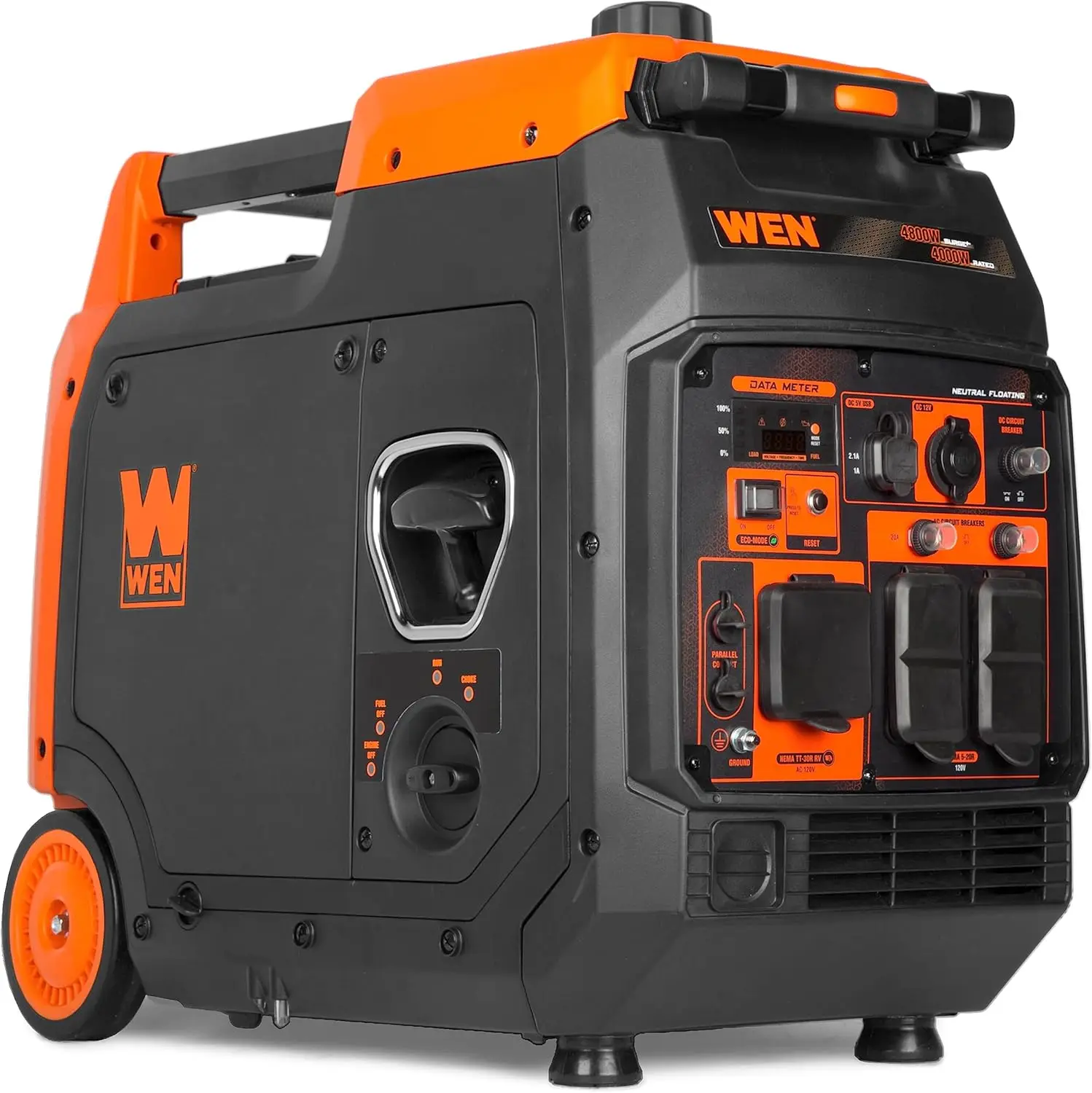 Portable Gas Generator 4800-Watt Portable Inverter Generator Ultra-efficient 1.9-gallon Tank Provides Up To 7 Hours of Half-load Run Time