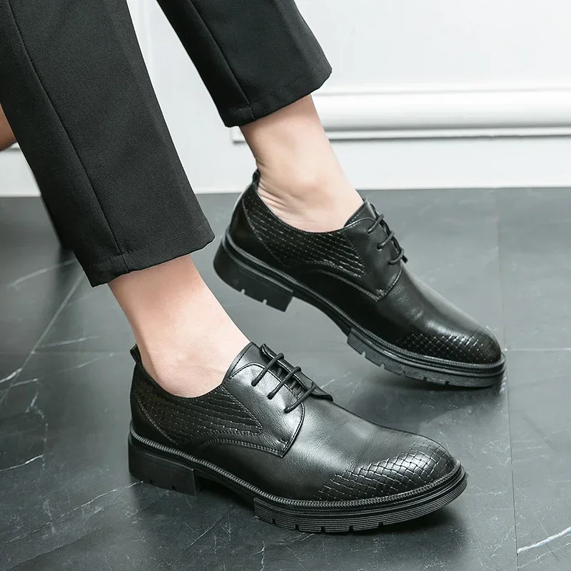 

Black Brown Oxford Shoes for Men Lace-up Square Toe Spring Autumn Handmade Men Dress Shoes Free Shipping Size 38-46