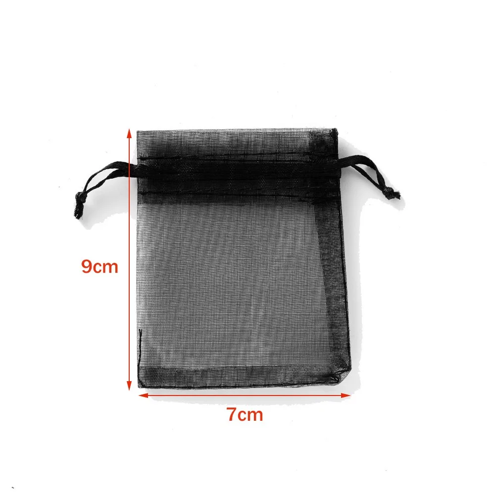 50pcs 깎아 지른 Organza 가방 블랙 메쉬 가방 Drawstring 선물 가방 보석 Goodie 캔디 웨딩 파티 호의 파우치 가방에 대 한 작은