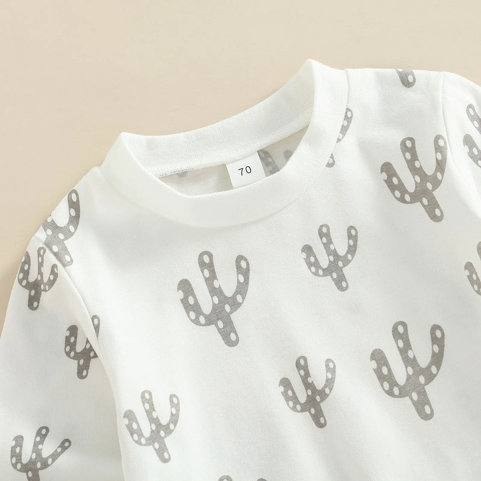 0-3Years Toddler Baby Boy Girl Suit Set Cactus Print Round Neck Long Sleeve Tops Long Pants for Spring