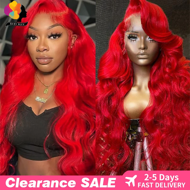 Red Lace Front Human Hair Wig Body Wave 13x6 Lace Frontal Wigs for