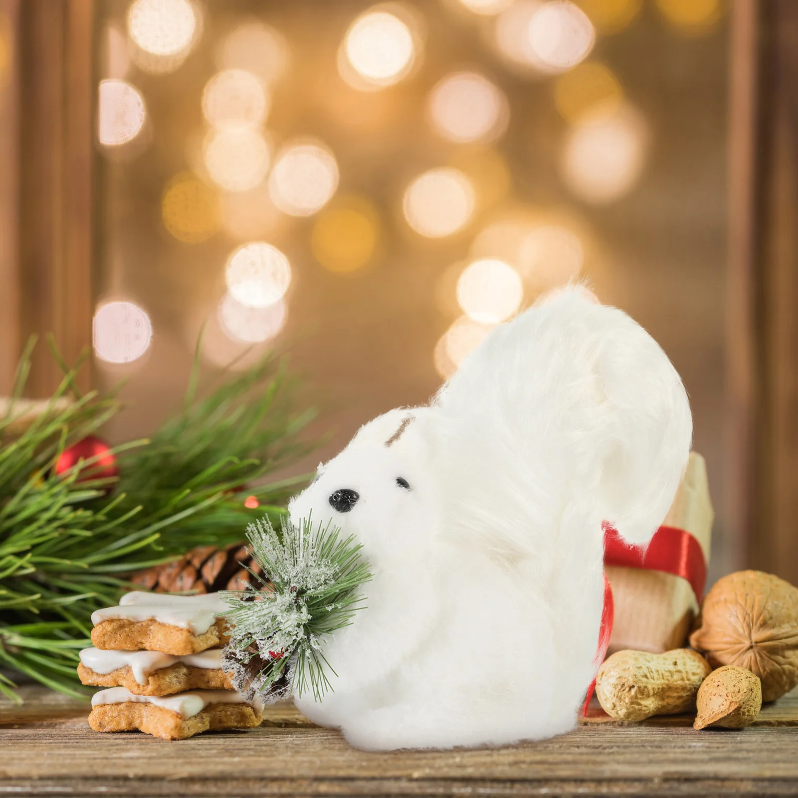 

Xmas Party Decoration Xmas Table Statue Garden Squirrel Christmas Party Supplies Fireplace Figurine Squirrel Ornament