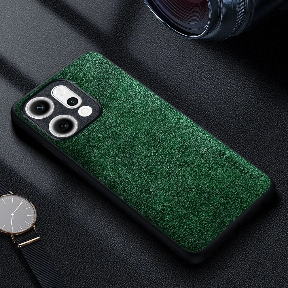 Premium Luxury Leather Phone Case - Retro Business Style Solid Color Cover