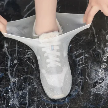 1 Pair Rubber Rain Boot Overshoes For Outdoor Use Silicone Waterproof Shoe Covers Rainy Day Shoe Cover Reusable Non-Slip Rain