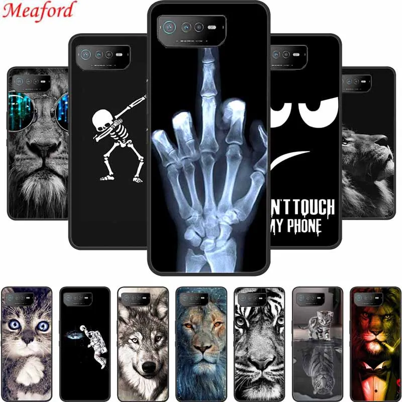 Per Asus Rog Phone 6 Pro Custodia Cool Tiger Lion Wolf Custodia Morbida In Silicone Nero Per Asus Rog Phone 6 Pro Cover Posteriore