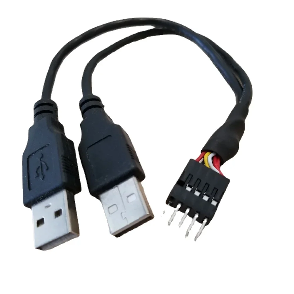 

Dual USB A Male to PC Case Internal 9Pin Dupont Connector Adapter Y Splitter Adaptador Cable 20cm 24AWG