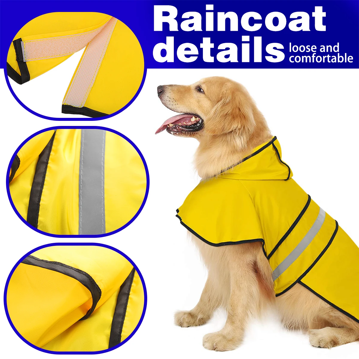 Dog Raincoat Hooded Poncho Adjustable