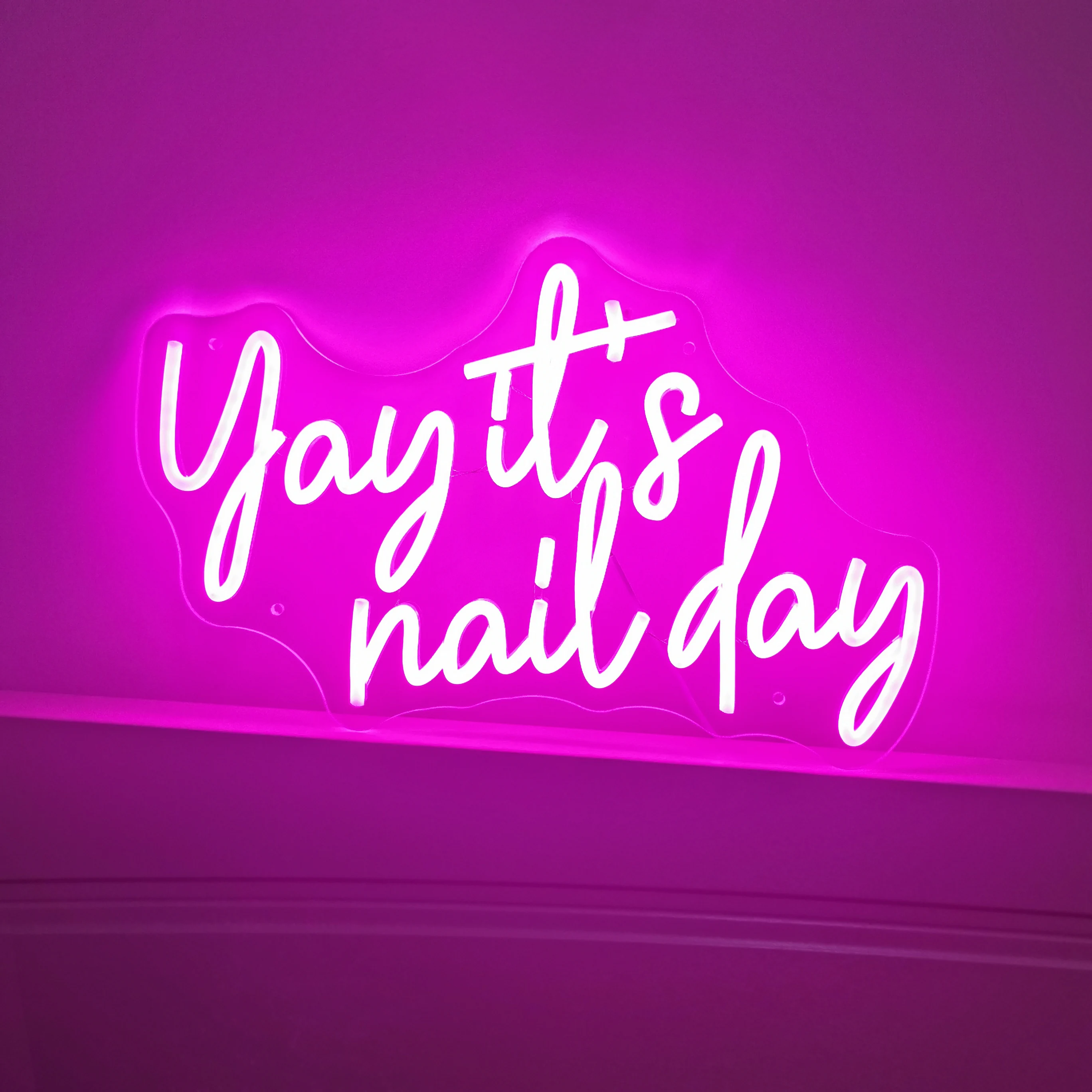 Yay It's Nail Day Neon Sign For Wall Decor, Nail Neon Sign for Nail Salon, Window Sign Pink Neon Nails, Neon Sign Custom