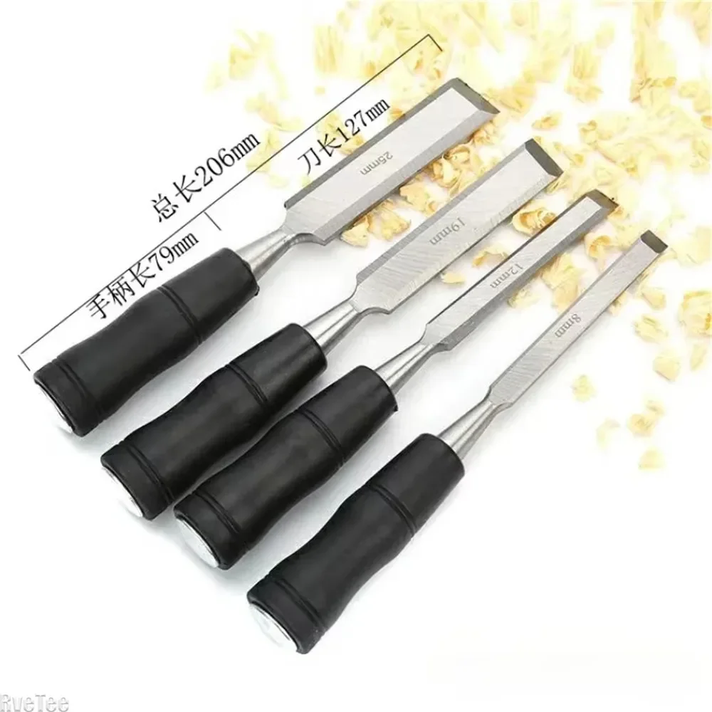 Carpenter's Wood Carving Chisels Carving Chisels Carbon Steel Wood Chisel with Hammer End and Anti-Slip Handle 19/25/32/38mm