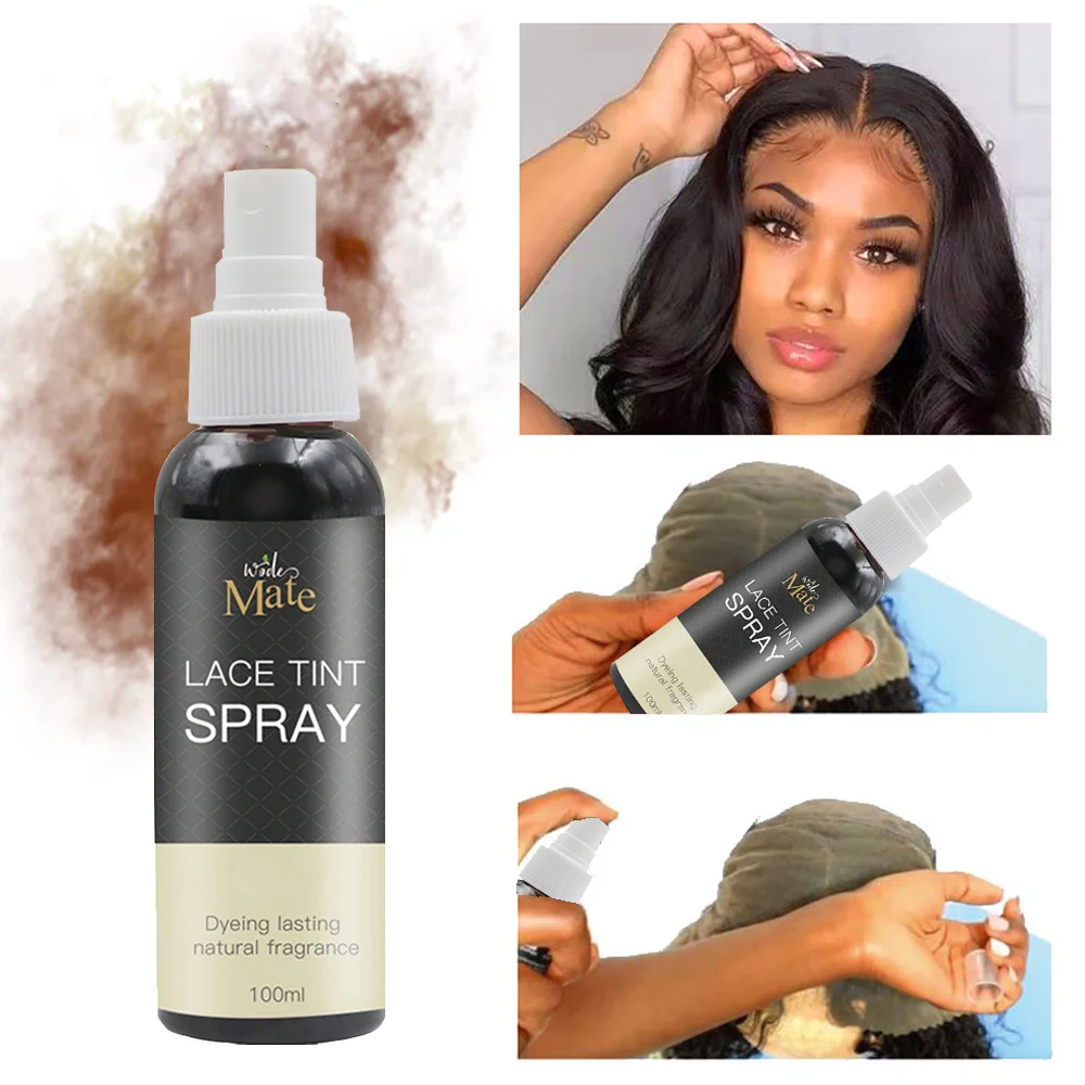 Private Label Lace Tint Spray for Wigs Dark Brown Middle Brown Light Lace Dyeing Spray Tinted Aerosol