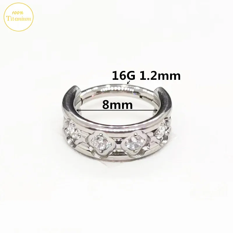 G23 Titanium Ear Piercing Earrings Zircon High Segment Clickers Ring Septum Nose Ring Cartilage Tragus Helix Piercing Jewelry