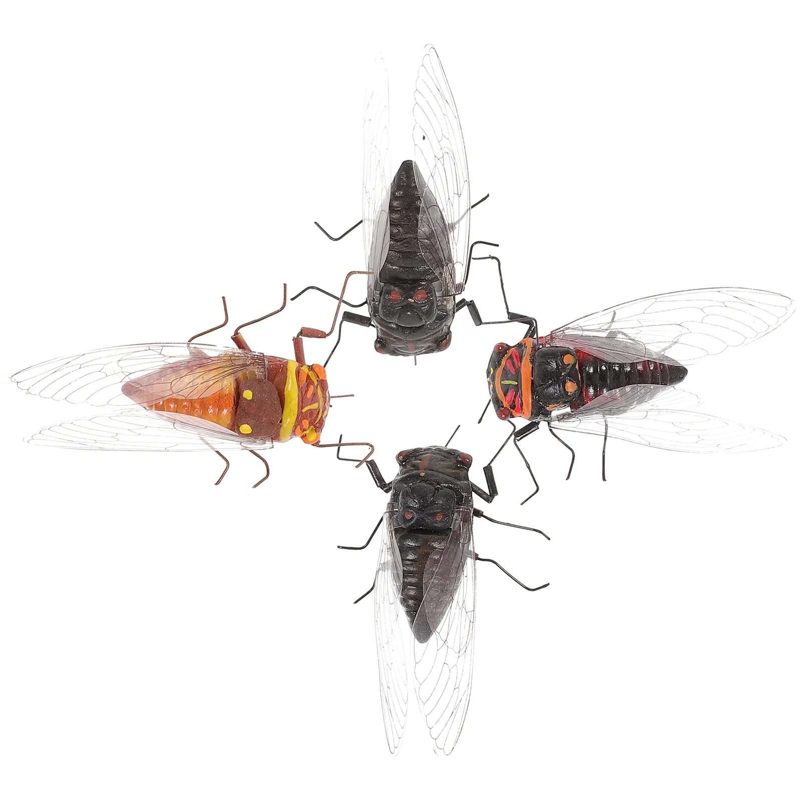 

4 Pcs Animal Cicada Simulation Landscape Insect Shaped Toy Insects Plaything Halloween Models for Kids Teaching Plastic Child