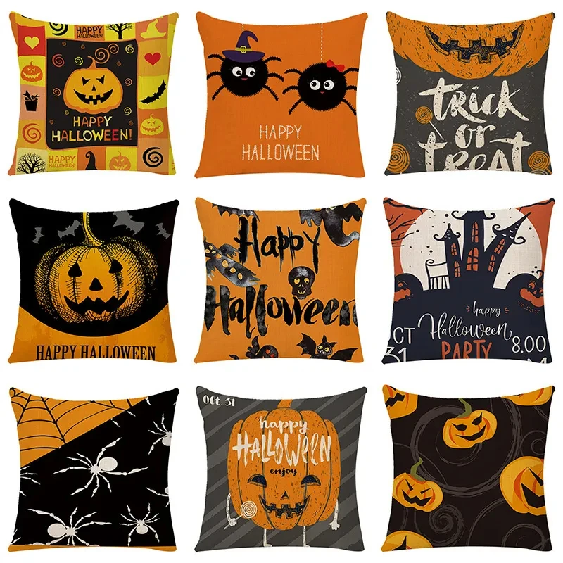 

Pumpkin Candy Pillowcase New Year Room Halloween Skull Pillow Cover Sofa Car Decor Castle Cushion Covers 45x45cm 2024 F1211