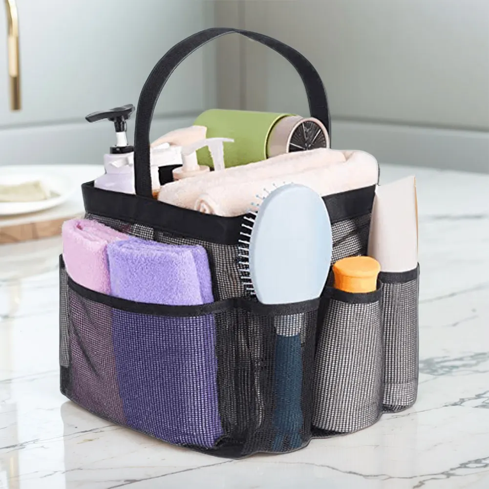 Mesh Shower Caddy: Quick-Dry Multi-Pocket Tote Bag with Handle