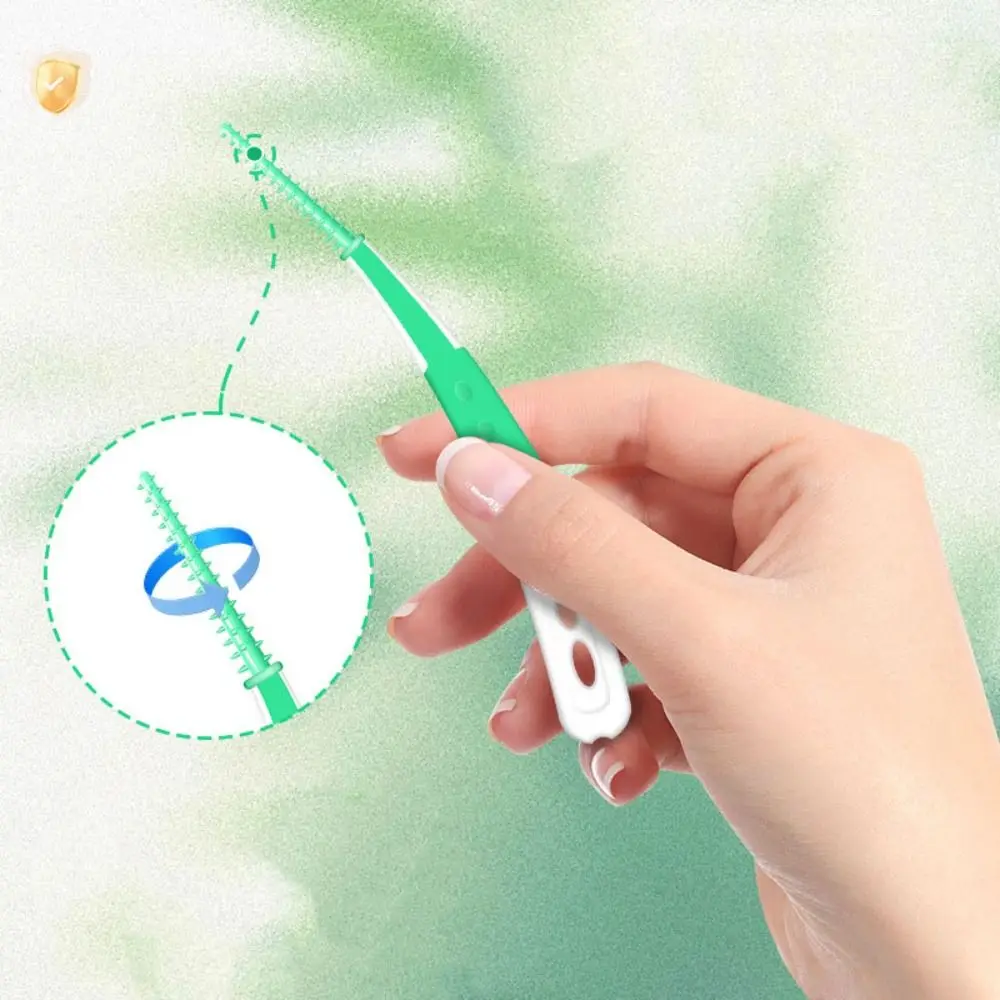 60개입 치간 실리콘 치간 칫솔 부드러운 칫솔모 잇몸 민감성 교정용 치간 칫솔 치아 청소