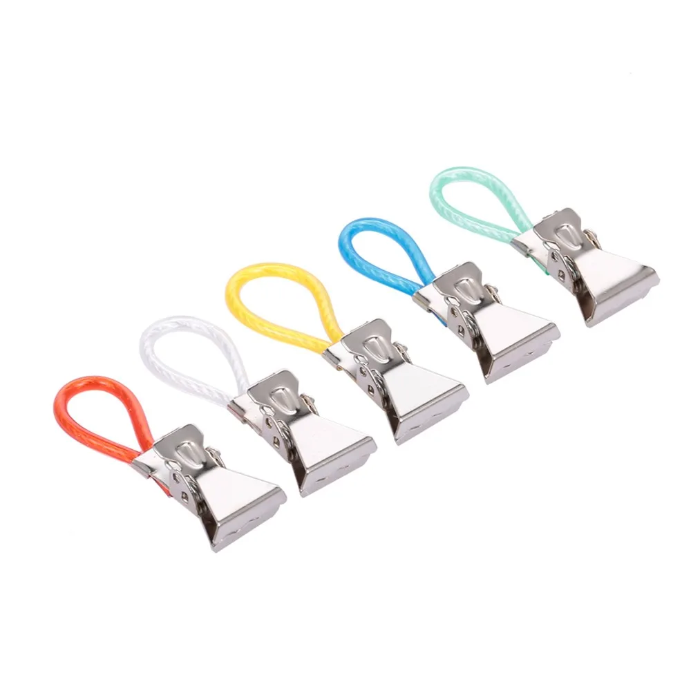 5 PCS / 10 PCS 스테인레스 스틸 티 타월 클립 다채로운 빨래집게 스타일 핸드 타월 걸이 클립 교수형 루프 디자인 다목적