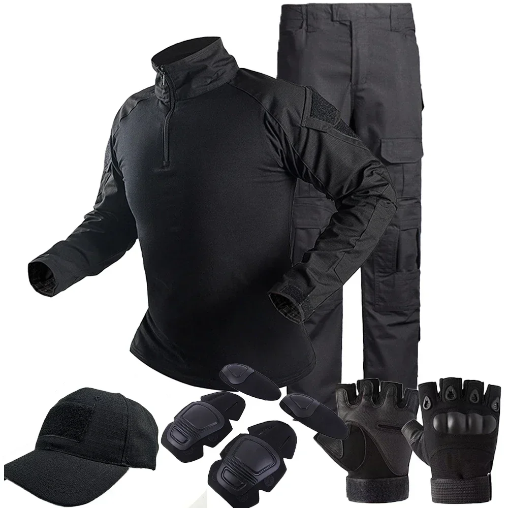 Men Tactical Suits Outdoor Airsoft Paintball Clothing Uniform Shooting Field Combat Shirt Camouflage Shirt Cargo Knee Pads Pants 3