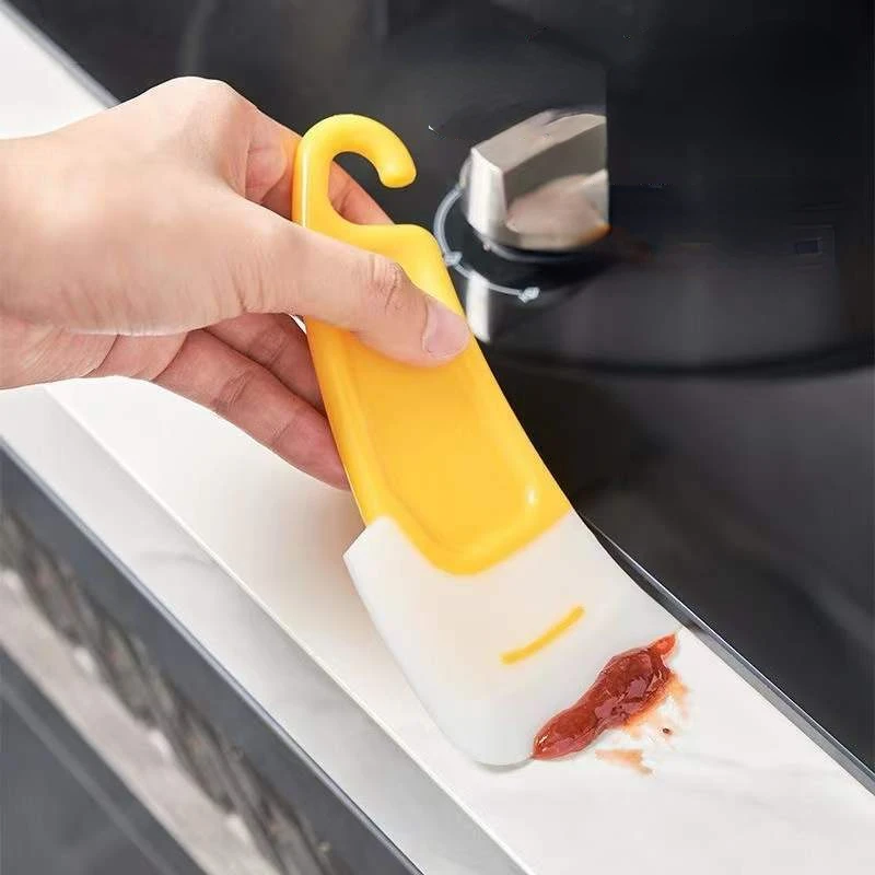 Silicone Pan Scraper Dish Cleaning Spatula Dish Scraper Non Stick Kitchen Pan Rubber Cleaning Spatula Pot Cleaning Tool