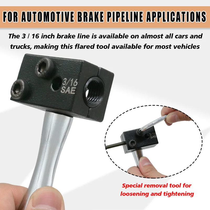 Brake Line Double Flaring Tool Kit 3/16" Detachable Hand Held Tube Flare Tool Set for Car Repair 4.75mm