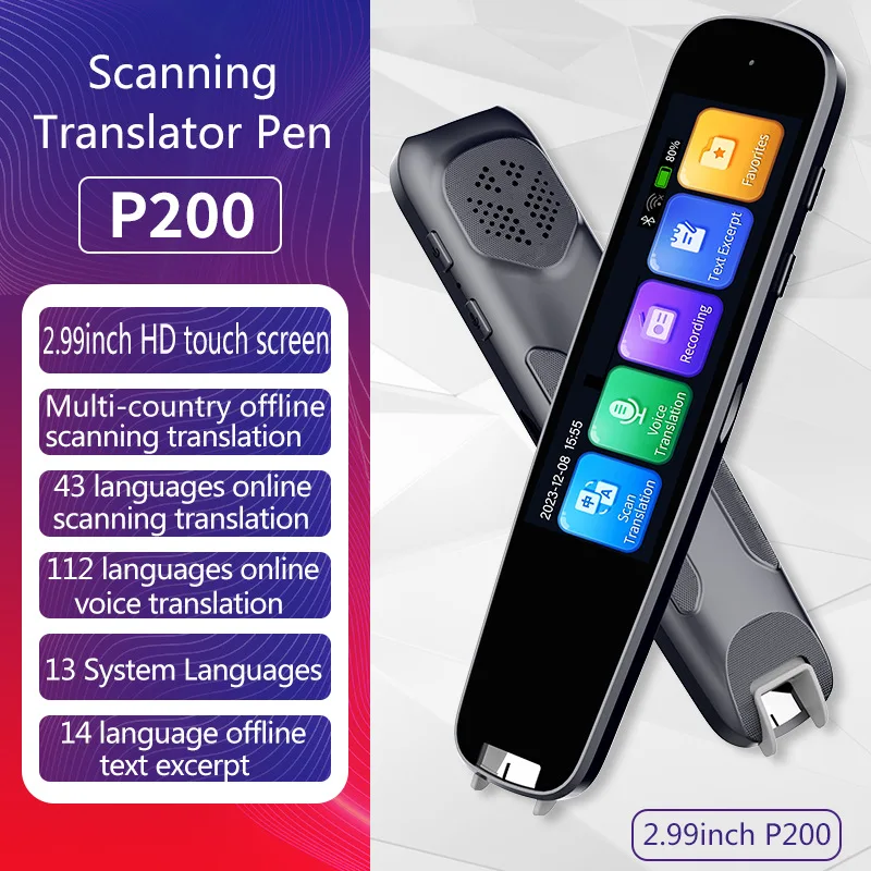 SD02 Intelligent Translation Machine Offline Chinese English Scanning with 112 Multilingual Translation Pens
