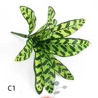 Artificial Plants Leaves Silk Tortoiseshell Leaf Dieffenbough Fake Small Fairy Taro Simulation Green Plant Living Room Decor 6