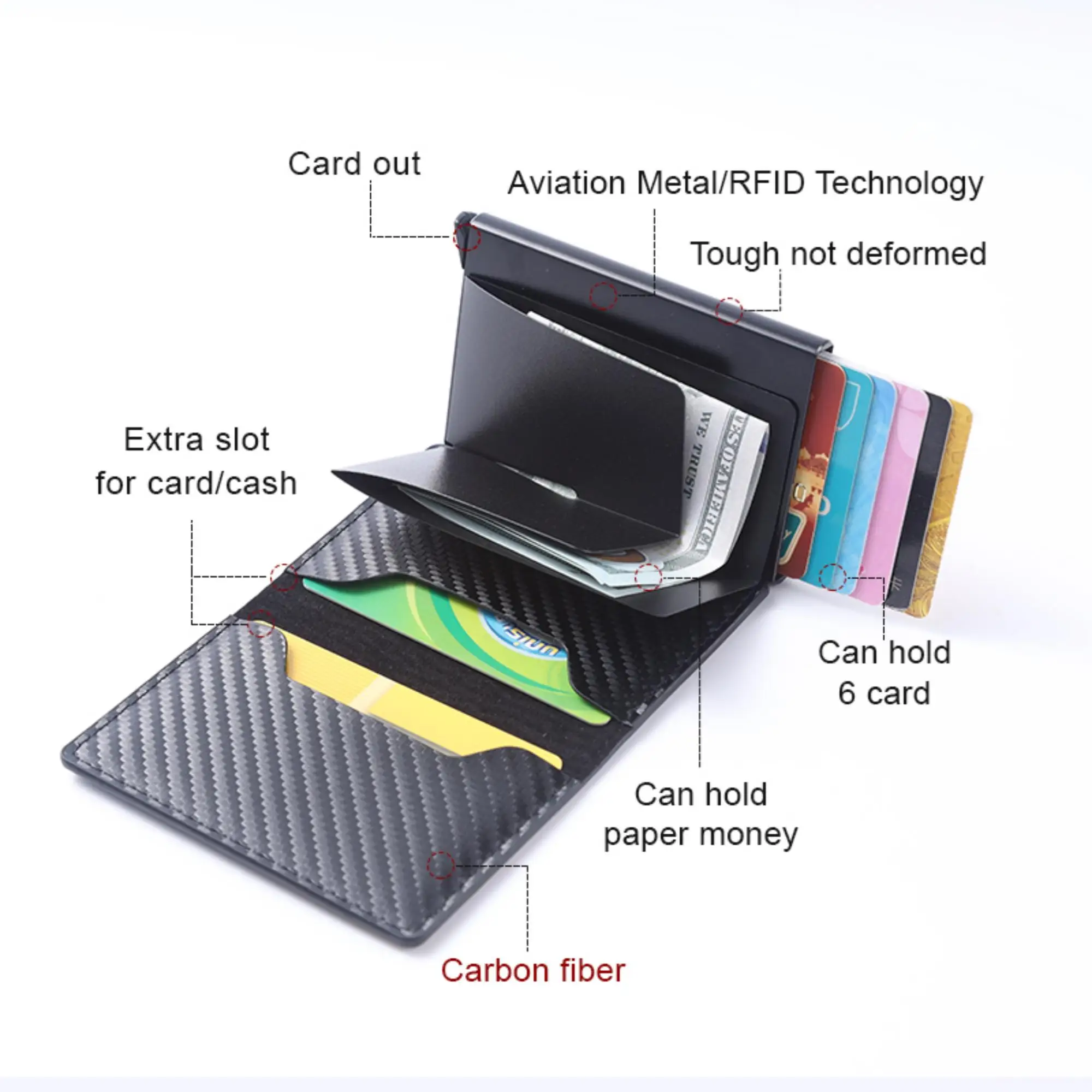 Credit Card Holder Men RFID Anti-theft Brush Pop-up Aluminum Alloy Magnetic Buckle