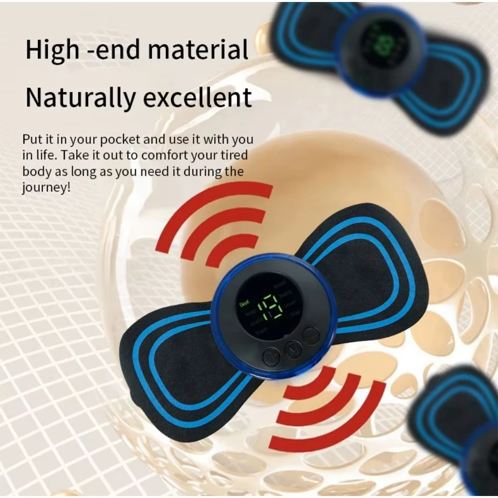 Mini Massage Patch Shoulder and Neck Instrument Portable Electric Neck Massager Intelligent Cervical Massager 8 Modes 19 Gears