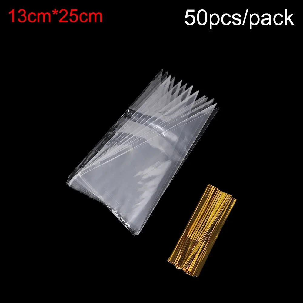 100 Sacchetti A Cono Per Caramelle Con Nastri E Cravatte: Perfetti Per Feste, Buffet E Regali Fai Da Te (13x25 Cm, OPP Trasparente) - 5