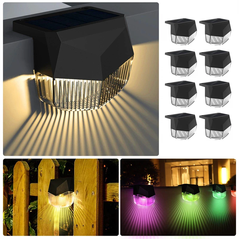 Solar Deck Lights 7 Colors 2 Modes Changing Solar Step Lamp Outdoor Waterproof LED Fence Light for Decor Patio Stair Yard Garden solar spot lights outdoor color changing 7 modes christmas ip65 waterproof landscape spotlights dusk to dawn for patio garden