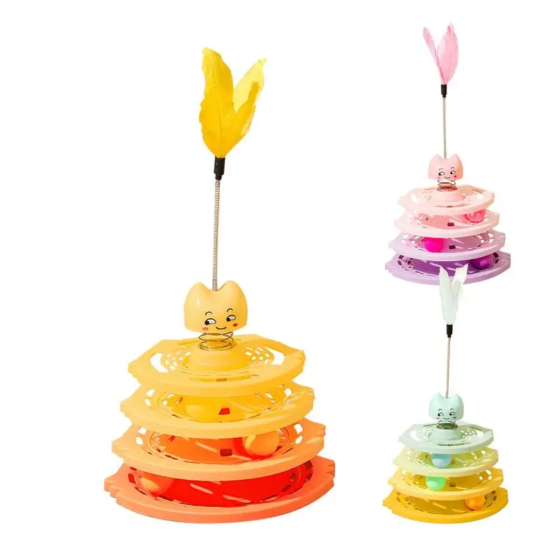 

Cat Toys Feather Toy Self-Holding Stimulating Exercise Play Hands-Free Natural Bird Feather Ball Toys Rotation Pet Indoor