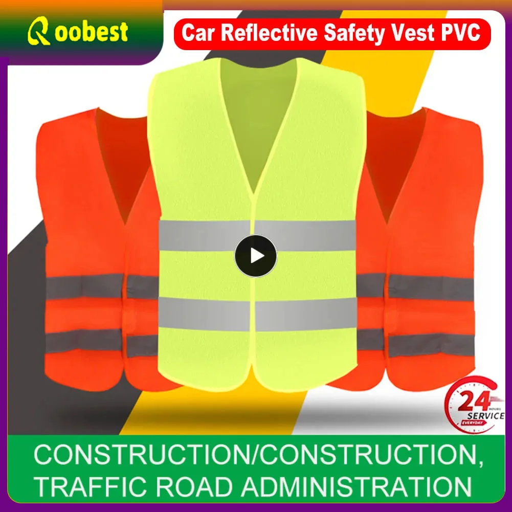 1~8PCS Car Reflective Safety Vest PVC Reflective Straps Fluorescent Safety Yellow Mesh Vest Working Emergency