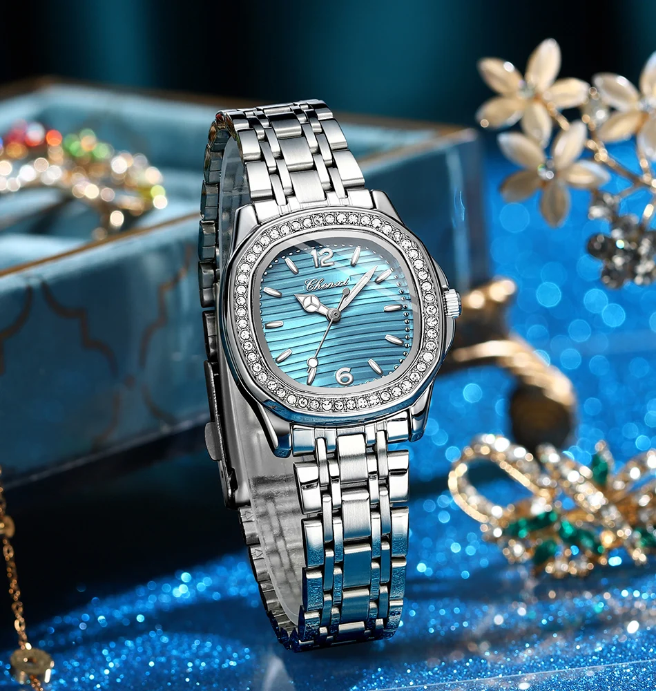 Neu in CHENXI Hochwertige Uhr für Damen, Edelstahl, Diamant-Zifferblatt, analoge Quarzuhren, modisch, elegante Damen-Geburtstagsgeschenke – Detail 13