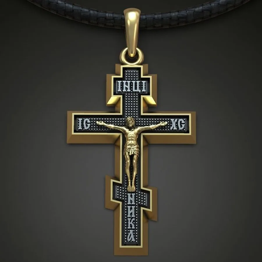 

6g Cross Christian Pendant Crucifixion Catholic Gold Pendant 925 Solid Sterling Silver Art