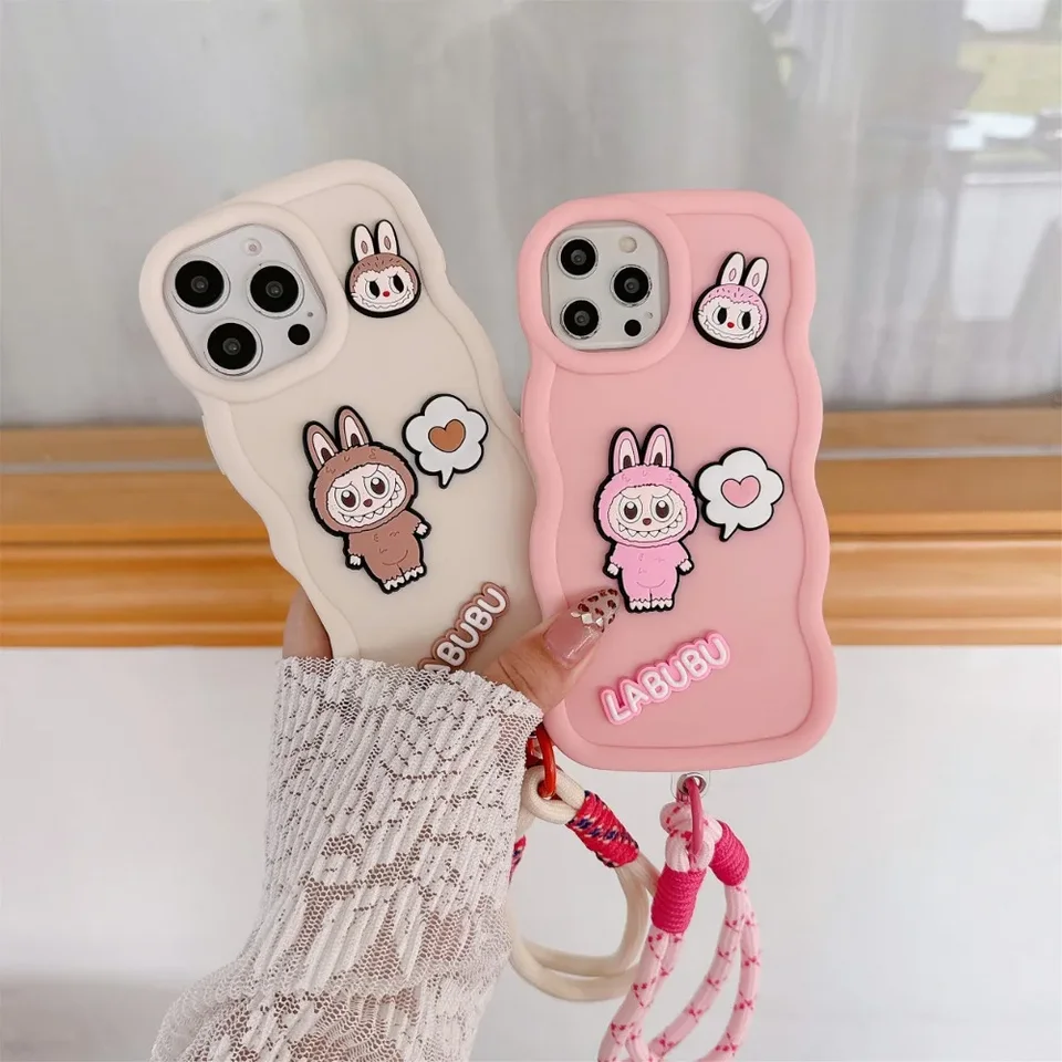 Wrist Strap Cartoon Cloth Phone Case for IPhone 17 Air 16 15 14 13