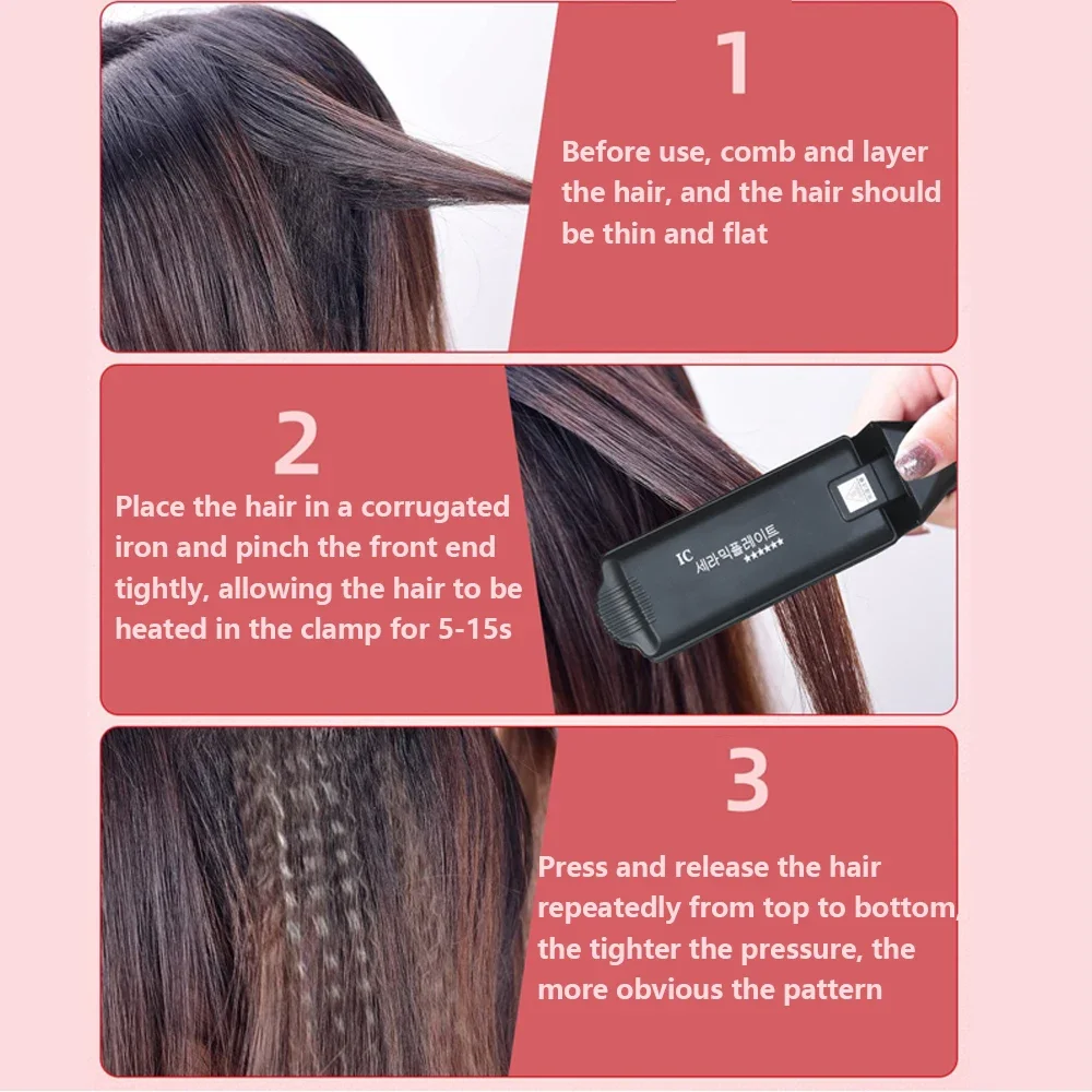 Fluffy Hair Crimping Iron Big Teeth Corrugated Iron Volumizing Hair Crimper Wide Plates Fast Heat Curling Wave Styling Tool