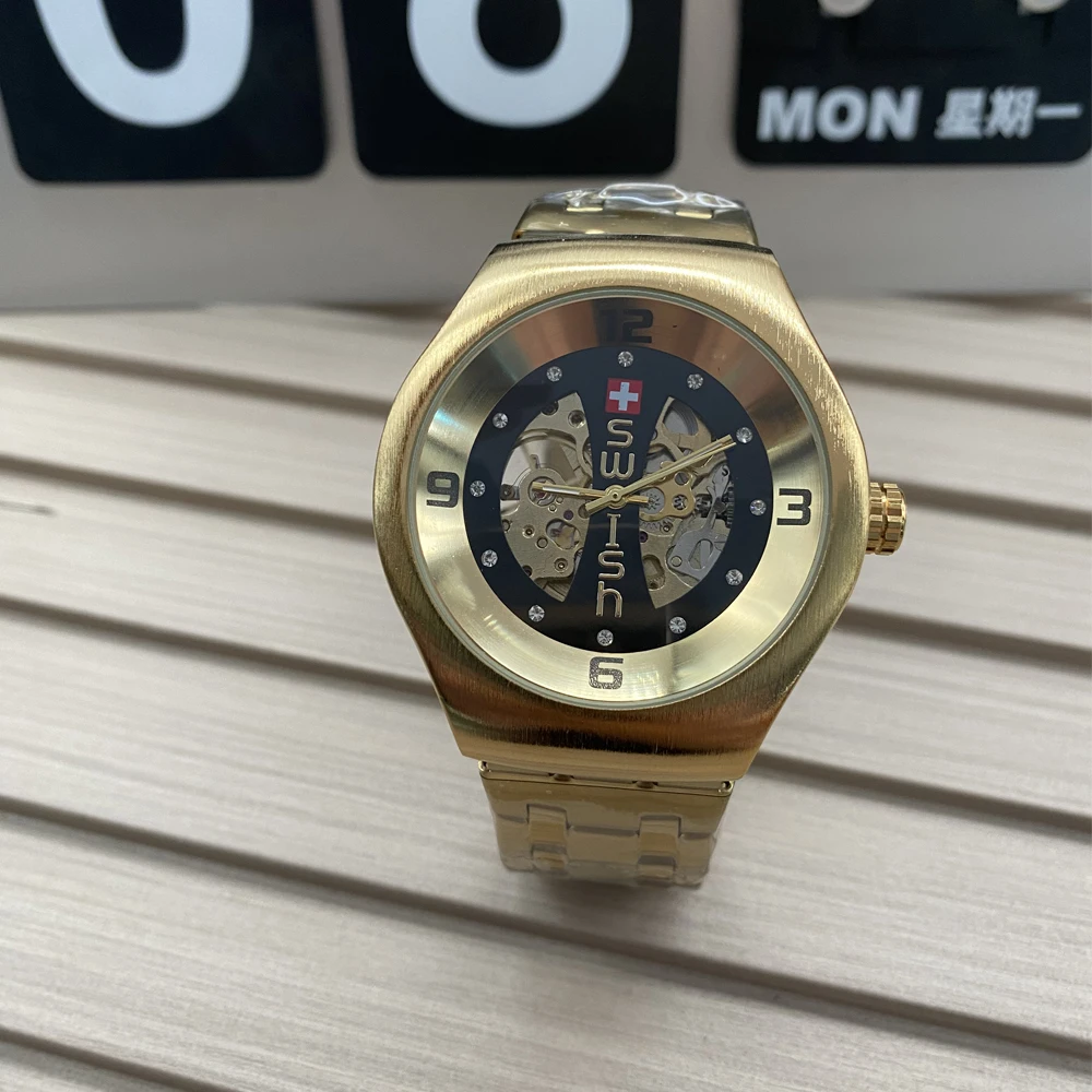 SWISH orologio da uomo scheletro Top Brand Luxury acciaio inossidabile impermeabile trasparente meccanico sportivo orologio da uomo trasparente