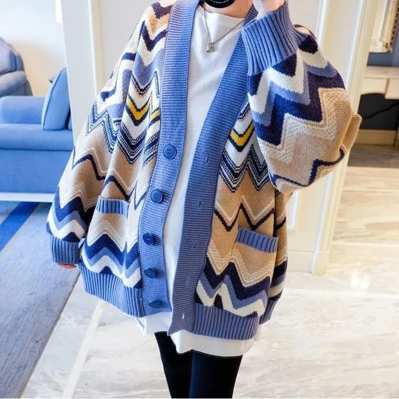 Pregnant Women'S Autumn And Winter Sweater Coat Fashion Korean Loose Top Spring And Autumn Knitted Cardigan Set