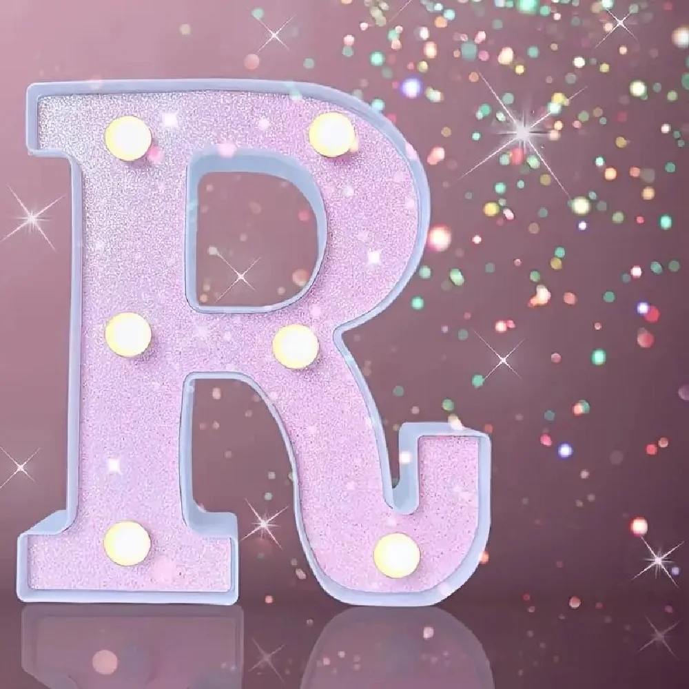 1PC 16cm Pink Glitter LED Letter&Number Lights Battery Powered Decorative Lights For Wedding,Proposal,Birthday,Party,Photo Props
