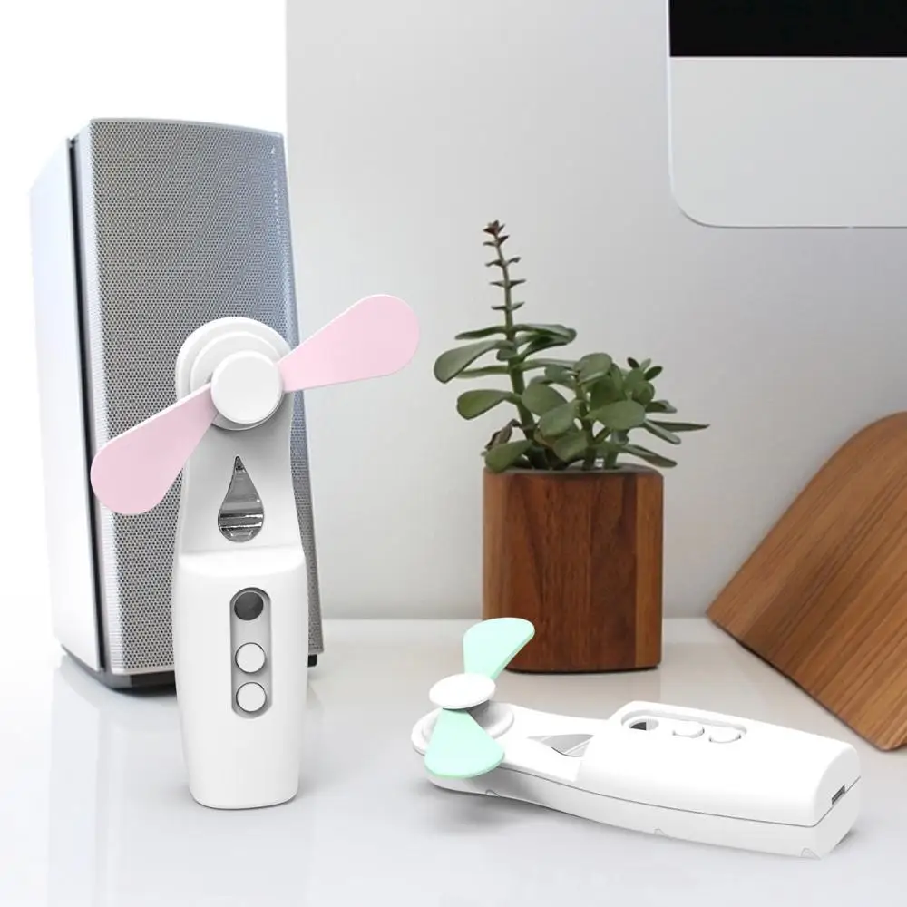 Description Picture 2 of item2 In 1 Portable Fan Humidifier USB Rechargeable Handheld Fan Water Spray Mist Fan Face Steamer Air Conditioner Cooling Fan
